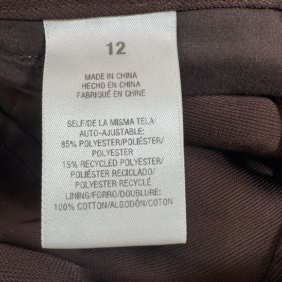 Favorite Daughter Chocolate Brown Satin Wide Leg Trouser Slit Women Size 12 LONG - Picture 8 of 8